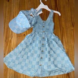 JASON WU CHECKERED CHAMBRAY DRESS W/HAT TODDLER 2T NWT